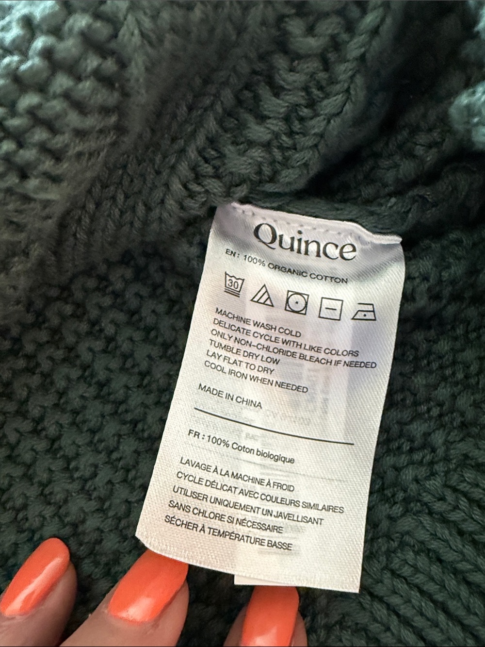 Quince green lCable Knit Crewneck Sweater - Picture 5 of 6